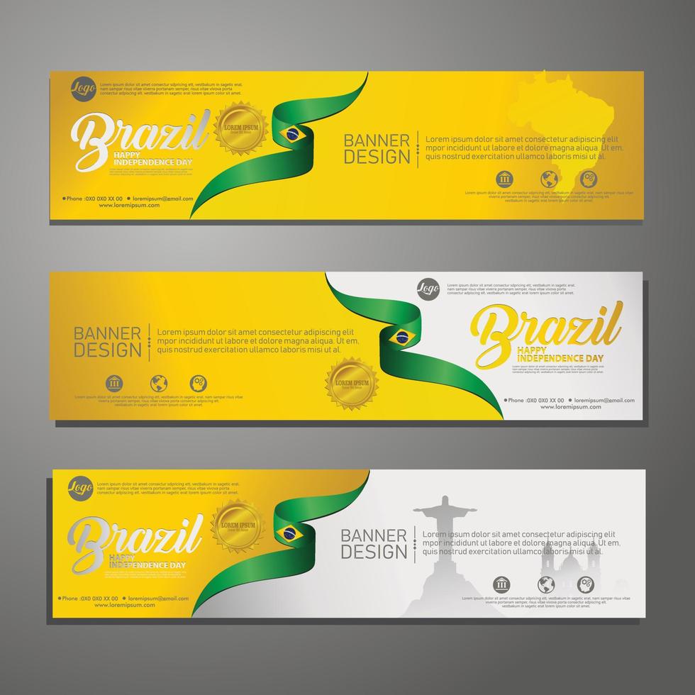 Set banner design template Independence Day Brazil modern background vector