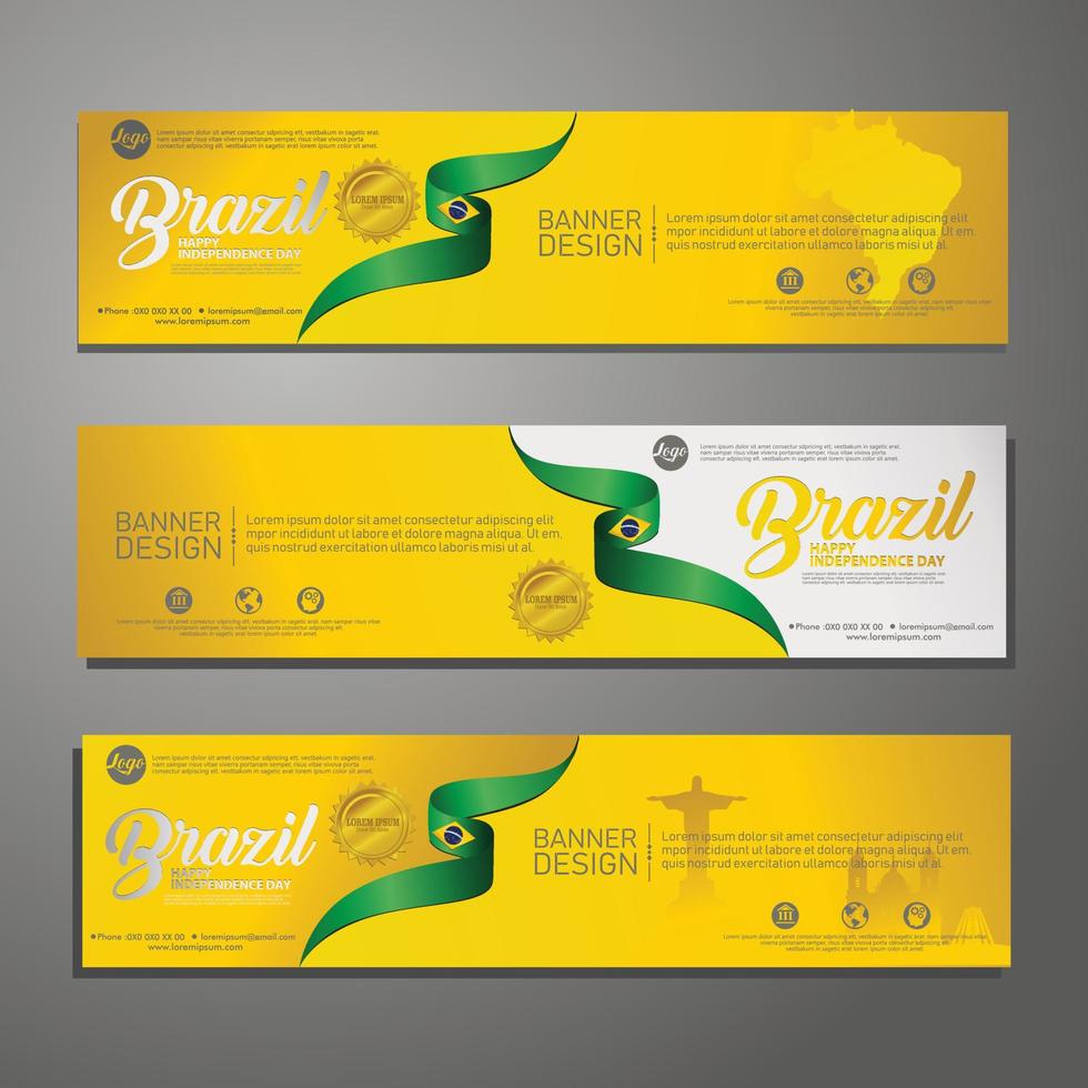 Set banner design template Independence Day Brazil modern background vector