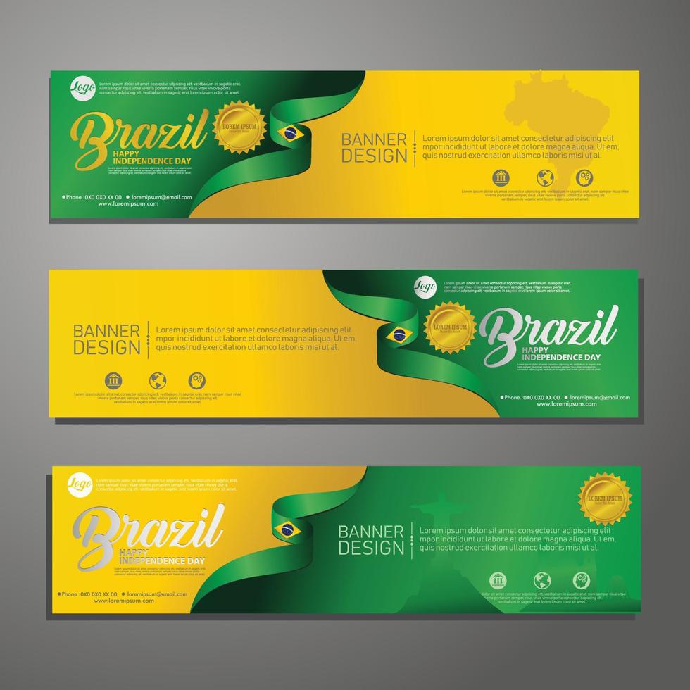 Set banner design template Independence Day Brazil modern background vector