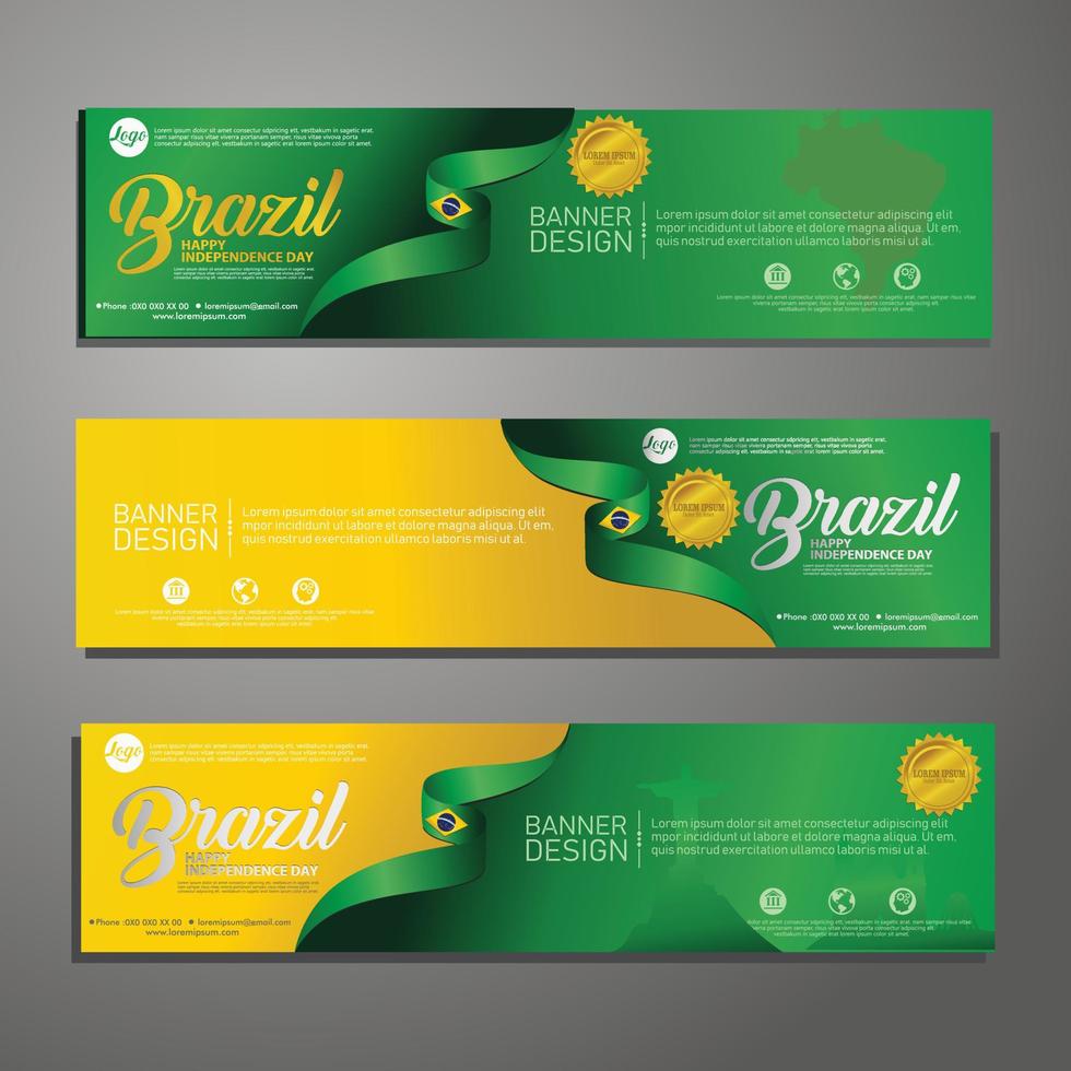 Set banner design template Independence Day Brazil modern background vector