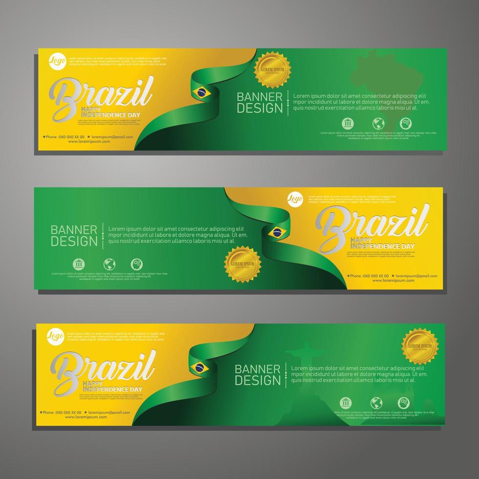 Set banner design template Independence Day Brazil modern background vector