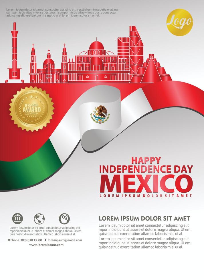 plantilla de fondo del feliz día de la independencia de méxico para un folleto de póster y un folleto para un evento de publicaciones vector