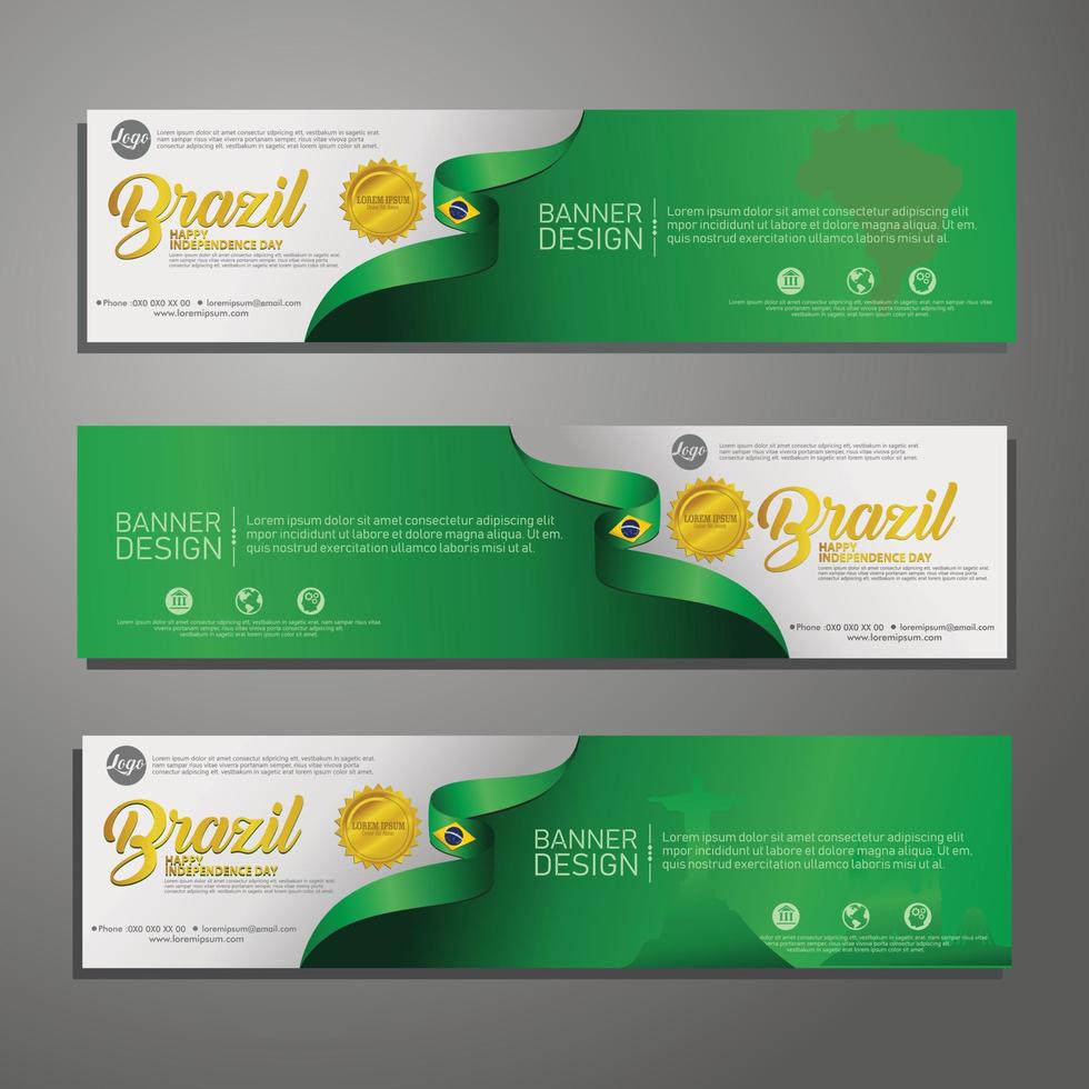 Set banner design template Independence Day Brazil modern background vector