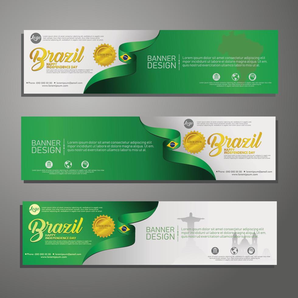 Set banner design template Independence Day Brazil modern background vector