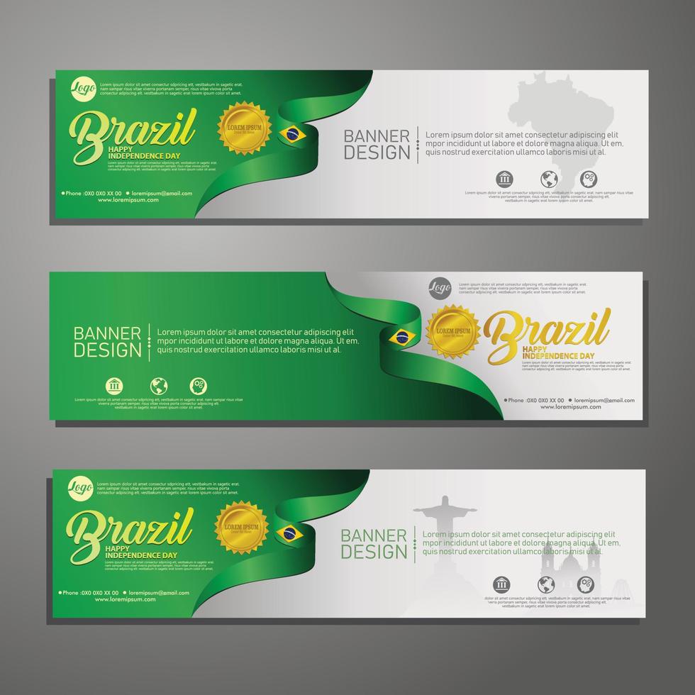 Set banner design template Independence Day Brazil modern background vector