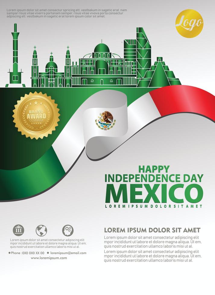 plantilla de fondo del feliz día de la independencia de méxico para un folleto de póster y un folleto para un evento de publicaciones vector