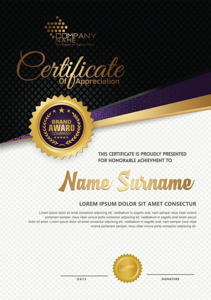 certificate template with luxury and elegant texture pattern background, diploma,Vector illustration vector