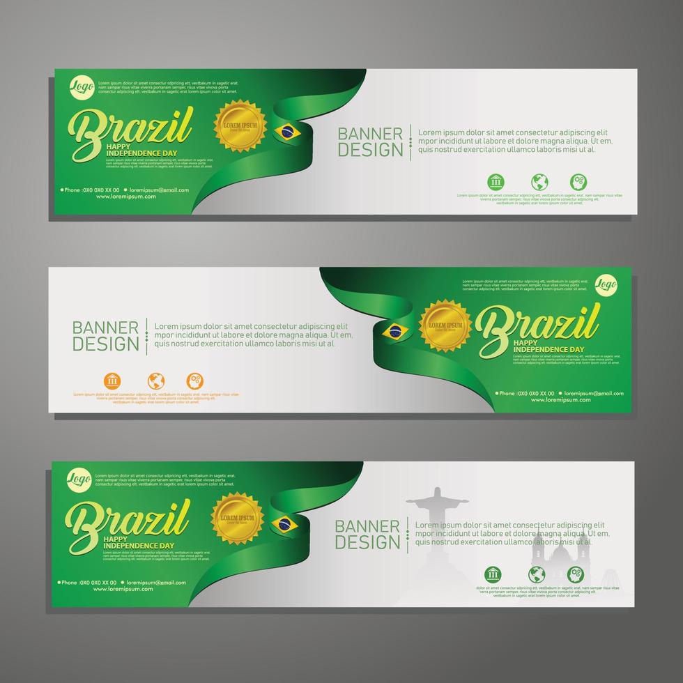 Set banner design template Independence Day Brazil modern background vector