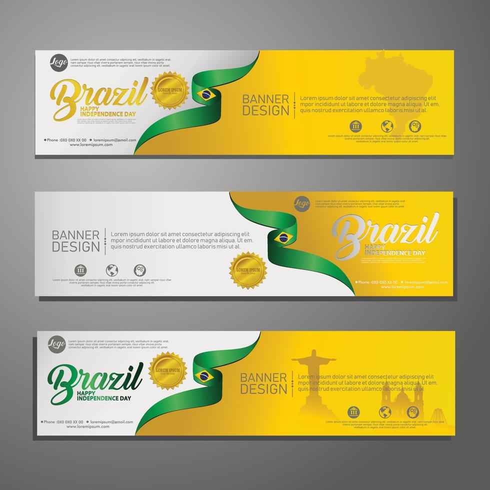 Set banner design template Independence Day Brazil modern background vector