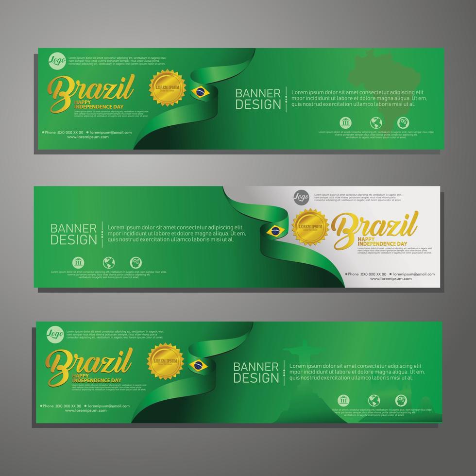 Set banner design template Independence Day Brazil modern background vector