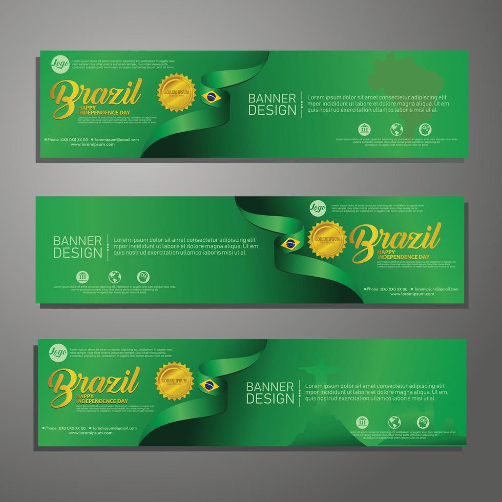 Set banner design template Independence Day Brazil modern background vector