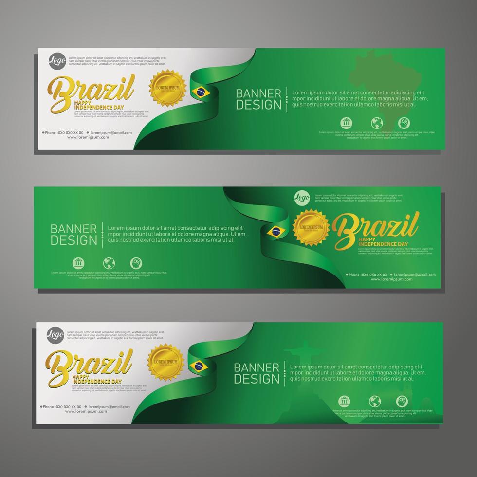 Set banner design template Independence Day Brazil modern background vector