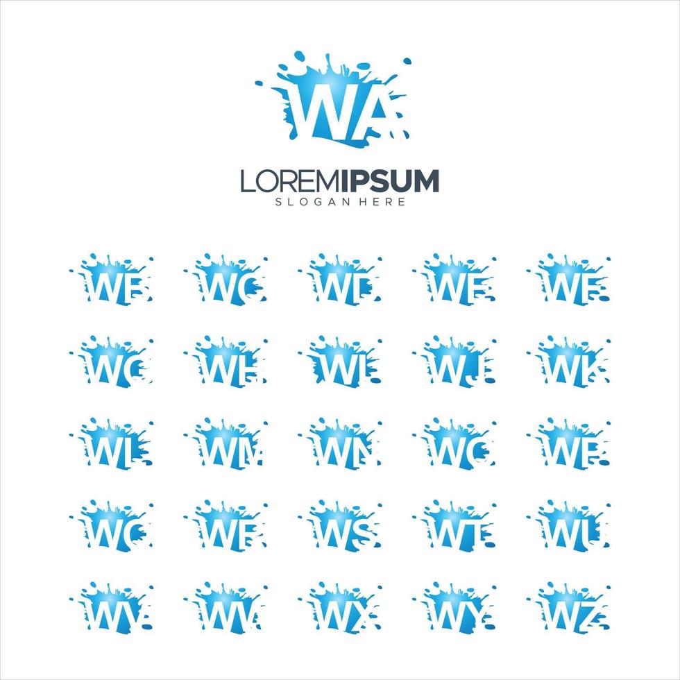 Splash Brush vector letter WA - WZ Logo Vector Illustration 10 EPS