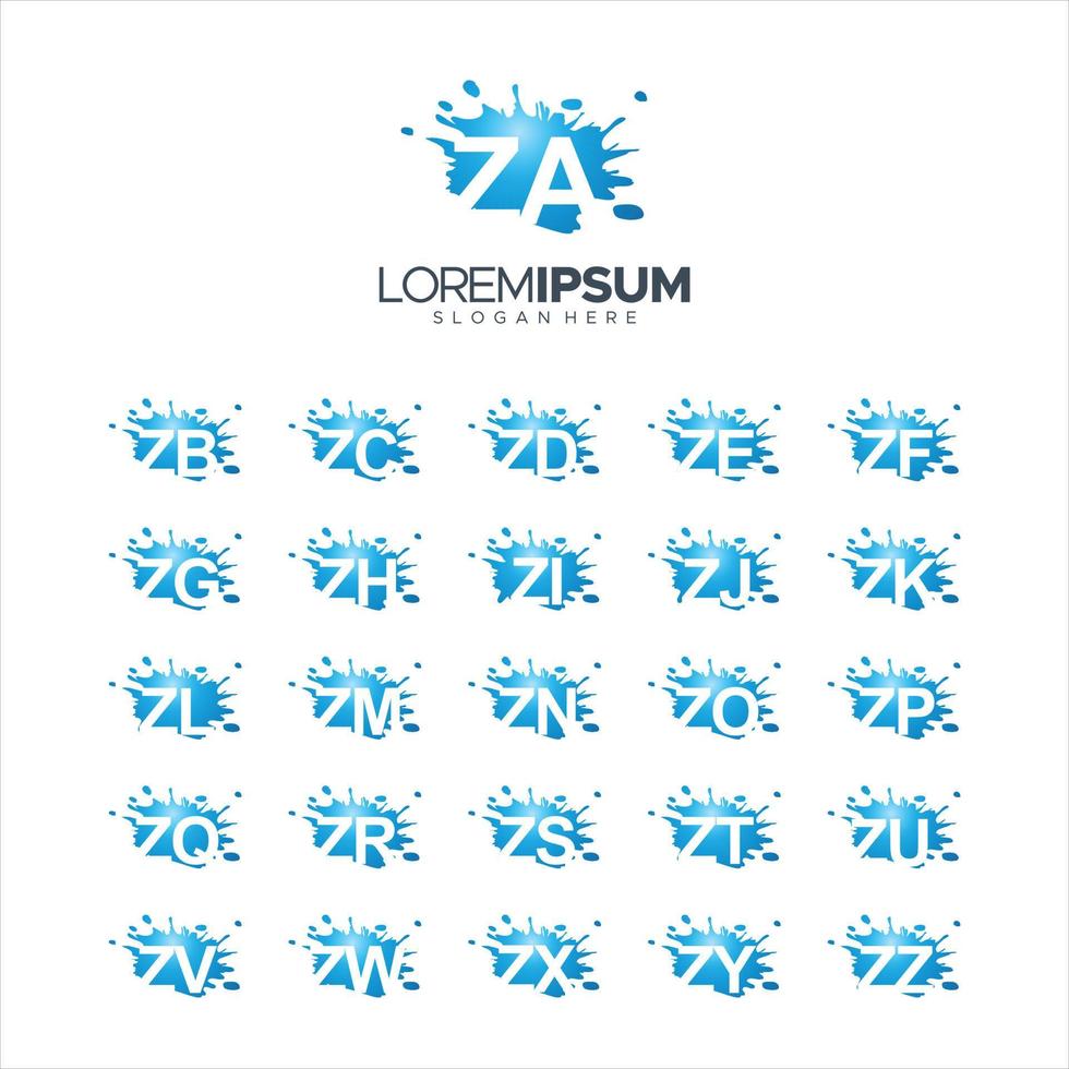 Splash Brush vector letter ZA - ZZ Logo Vector Illustration 10 EPS