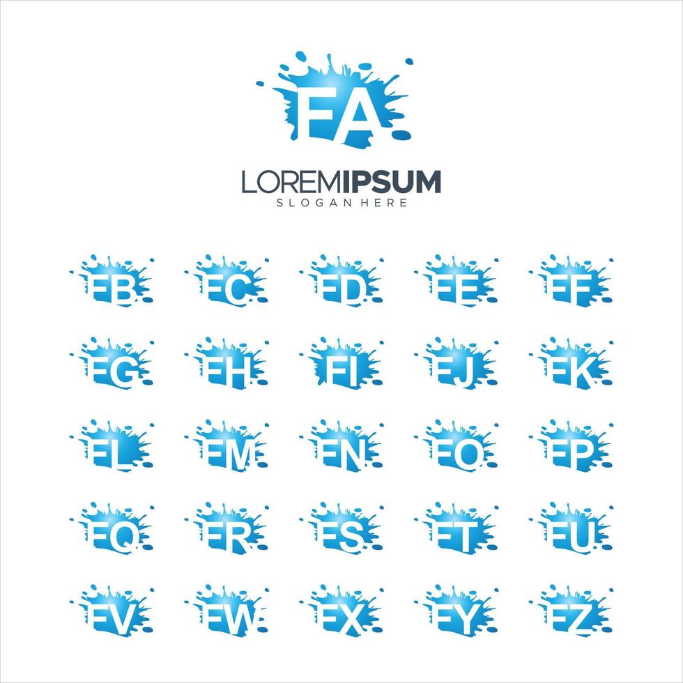 Splash Brush vector letter FA - FZ Logo Vector Illustration 10 EPS