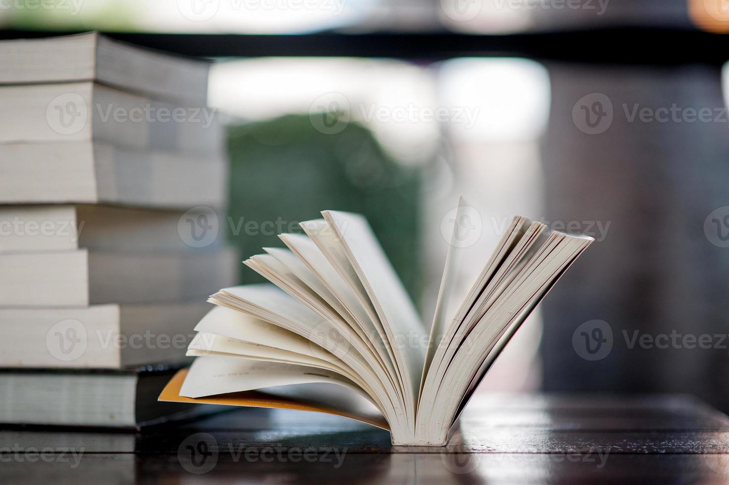 Book placed on the desk A lot of books, beautiful colors for studying, knowledge,education - images photo