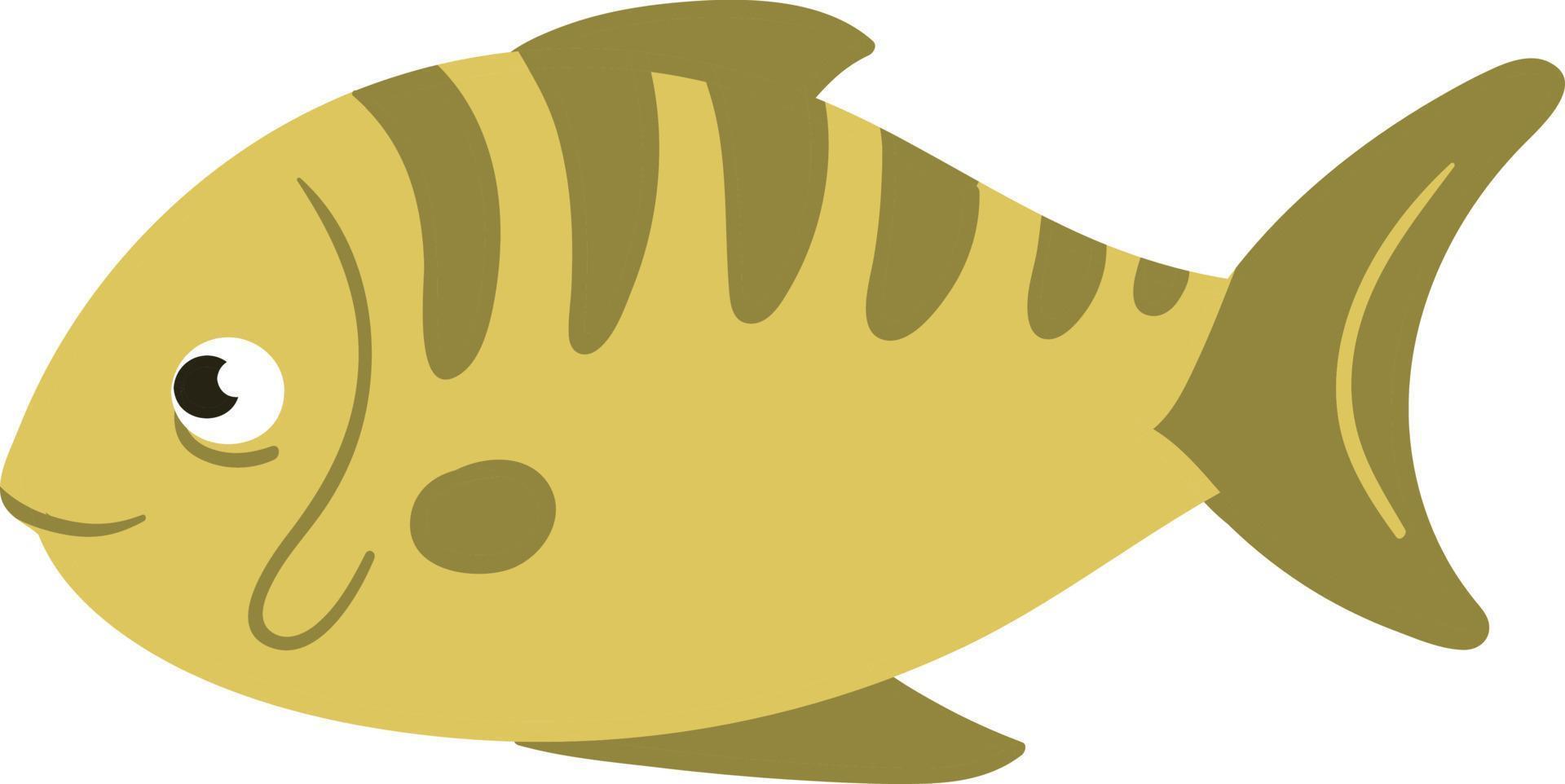 Brown fish with dark brown straps, swimming. Cute vector illustration of fish.