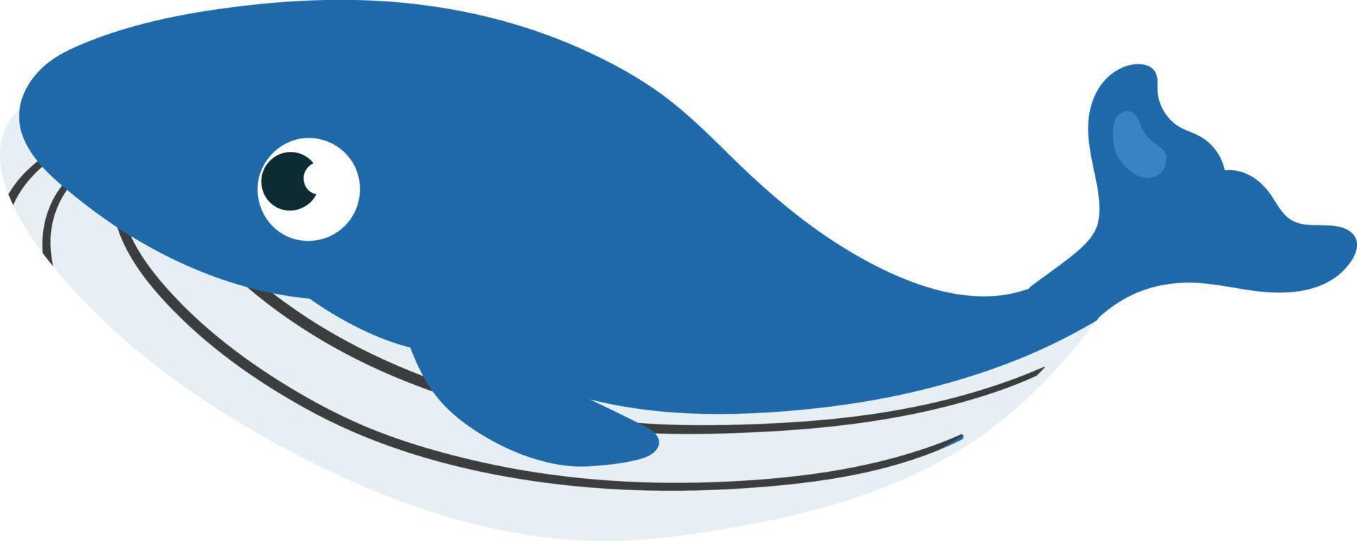 - Blue whale swimming. Cute smiling blue whale isolated flat vector