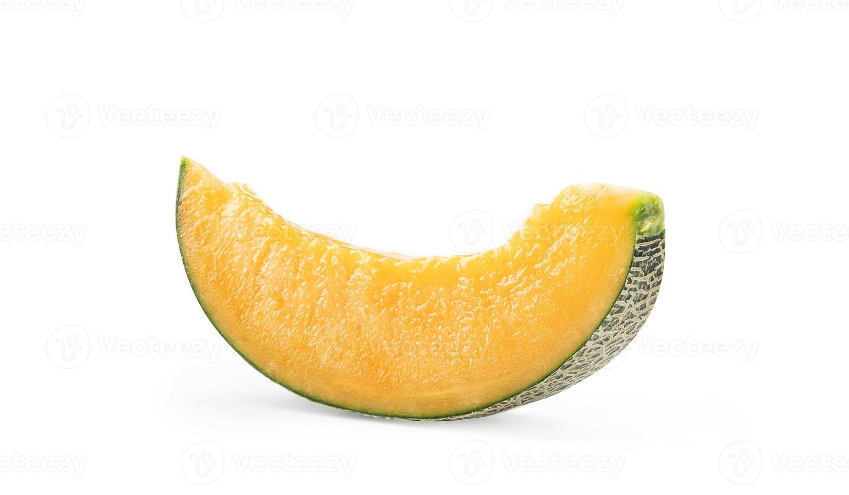 Close up, clipping path, cut out. Beautiful tasty rock cantaloup melon isolated on white background photo