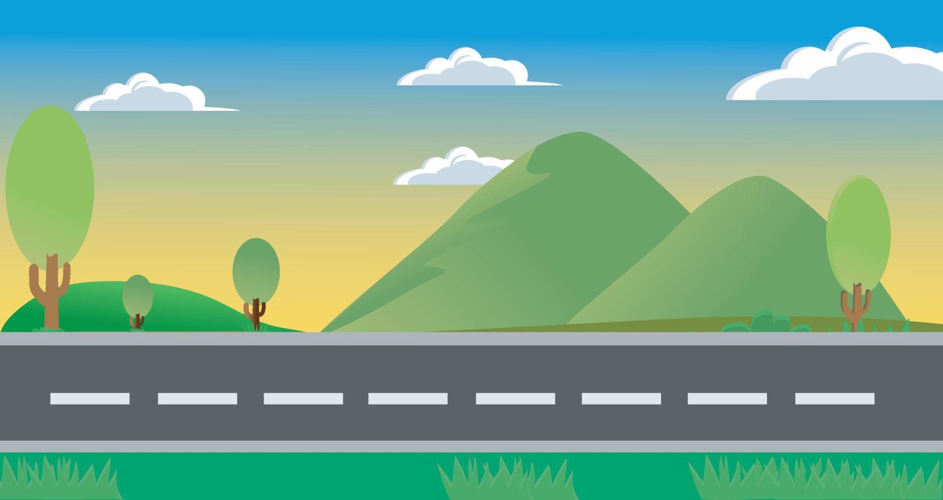 The mountain view highway illustration image for the banner can be edited vector