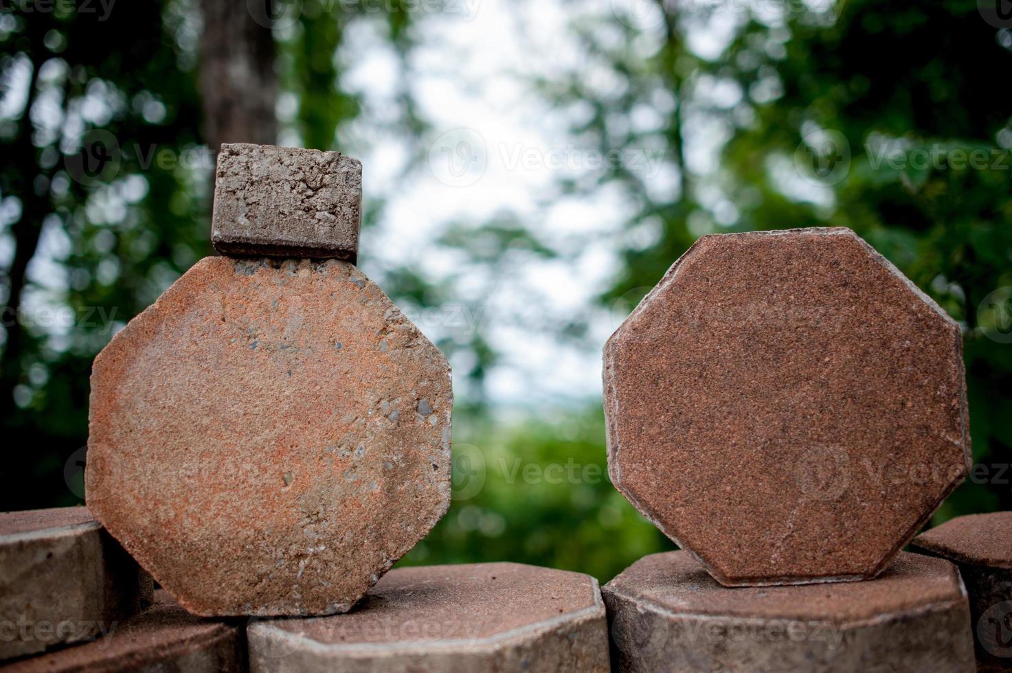 The bricks are arranged in a tidy order photo