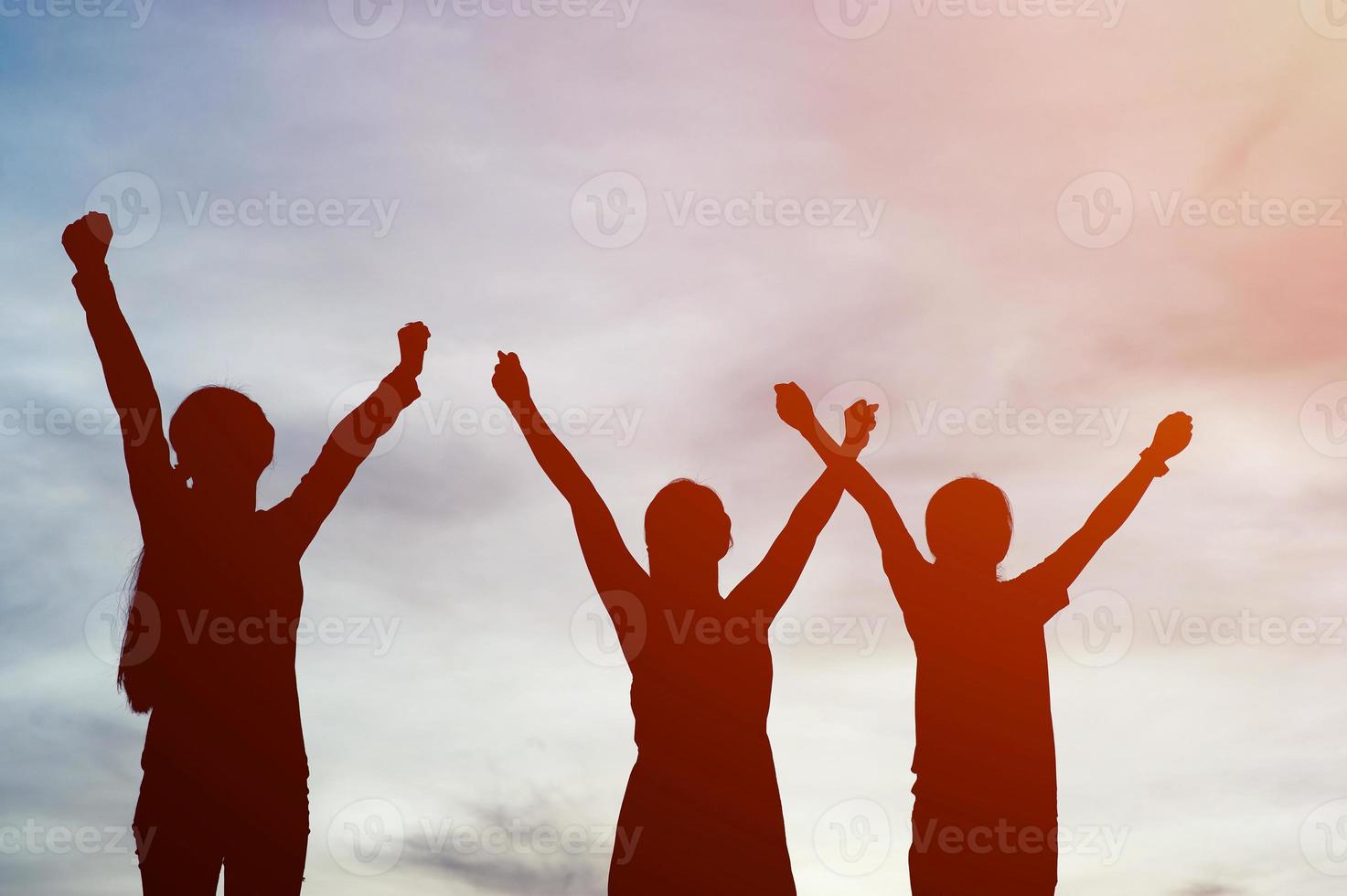 Silhouette of team leadership, teamwork and teamwork and delightful silhouette concepts photo