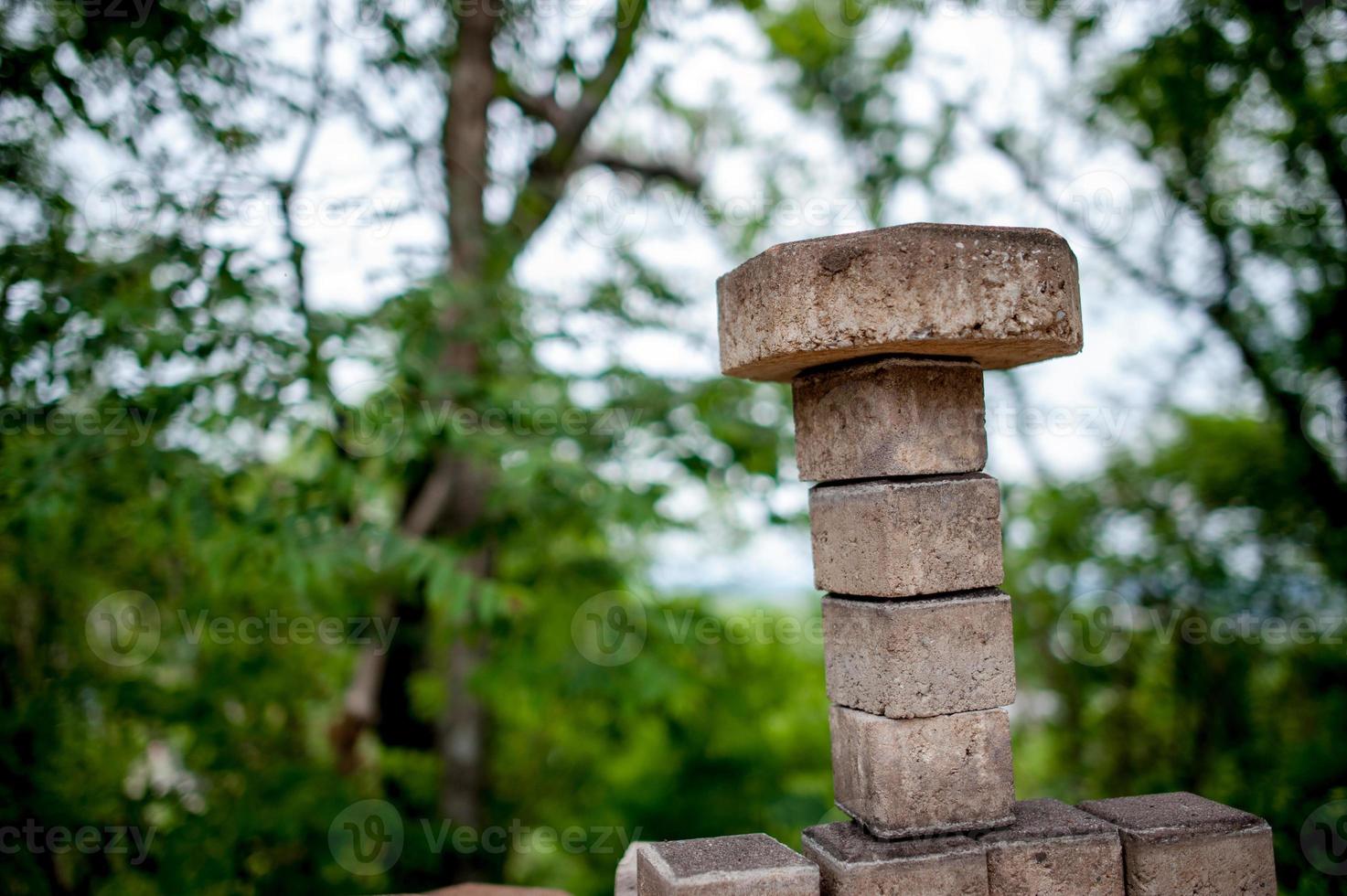 The bricks are arranged in a tidy order photo