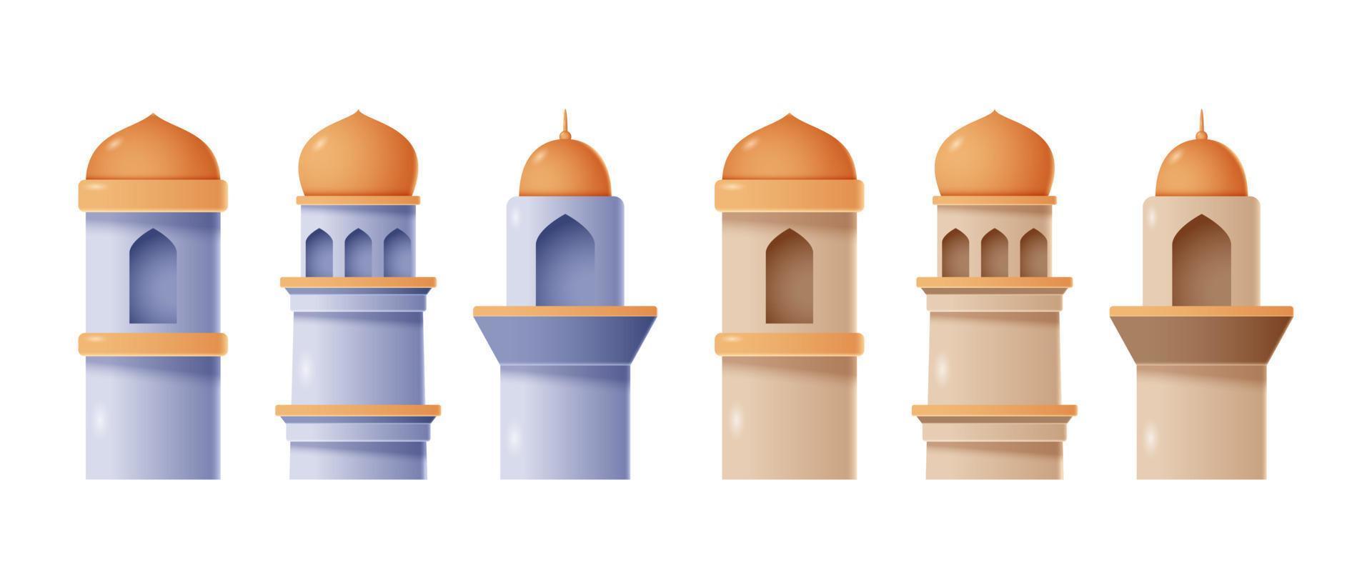 3D Illustration of Mosque Tower. Vector Illustration