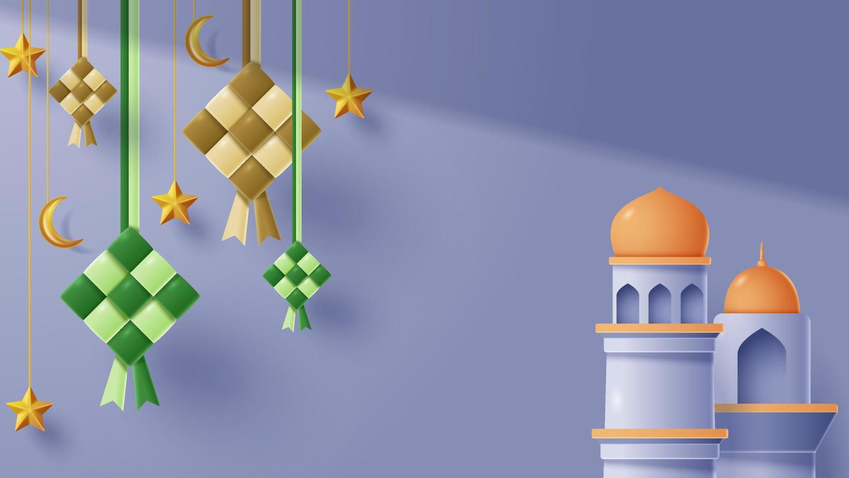 Islamic display decoration background with islamic ornament. Vector 3D Illustration