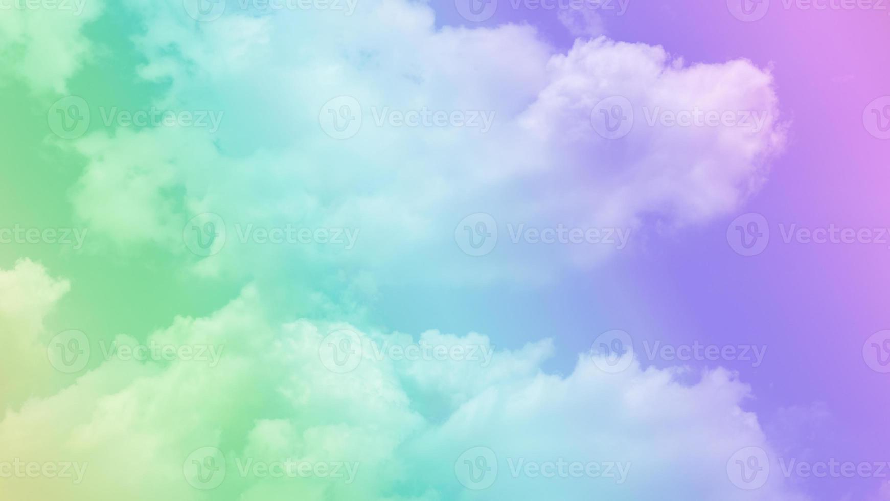 beauty sweet pastel violet green  colorful with fluffy clouds on sky. multi color rainbow image. abstract fantasy growing light photo