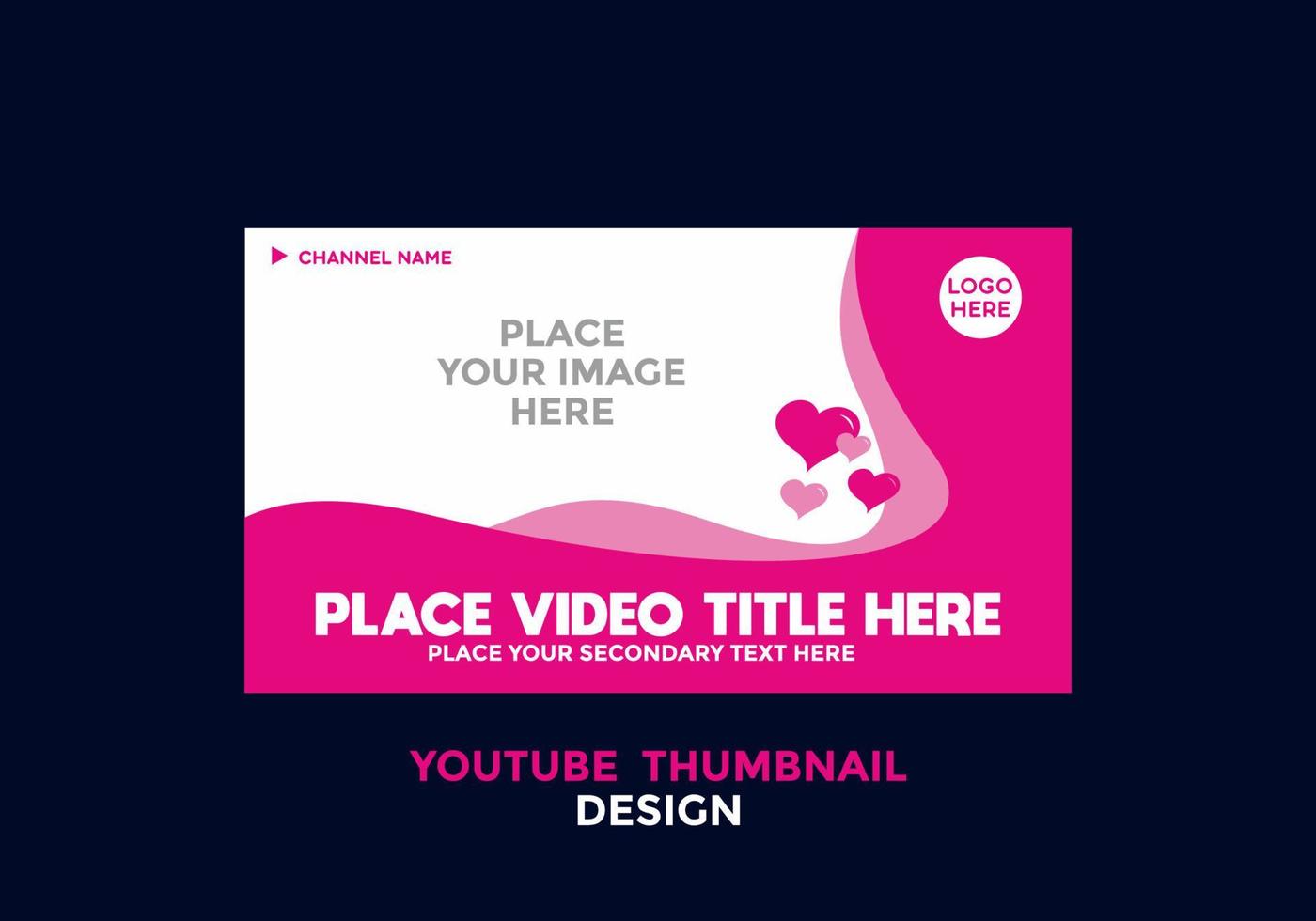 Editable youtube thumbnail design in valentine color theme vector