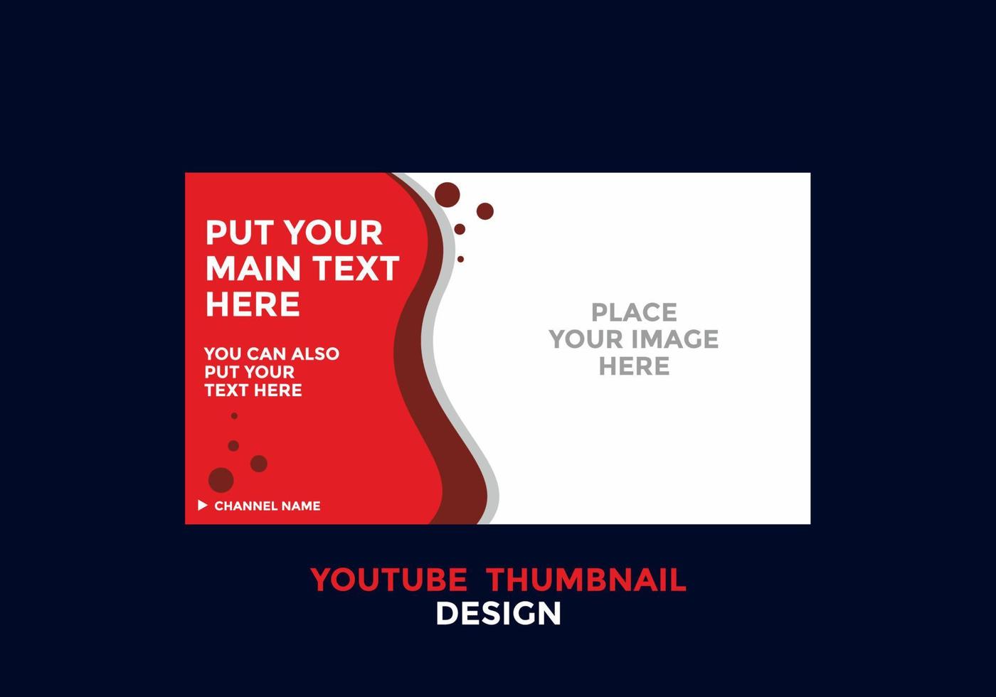 Editable youtube thumbnail design in red color theme vector