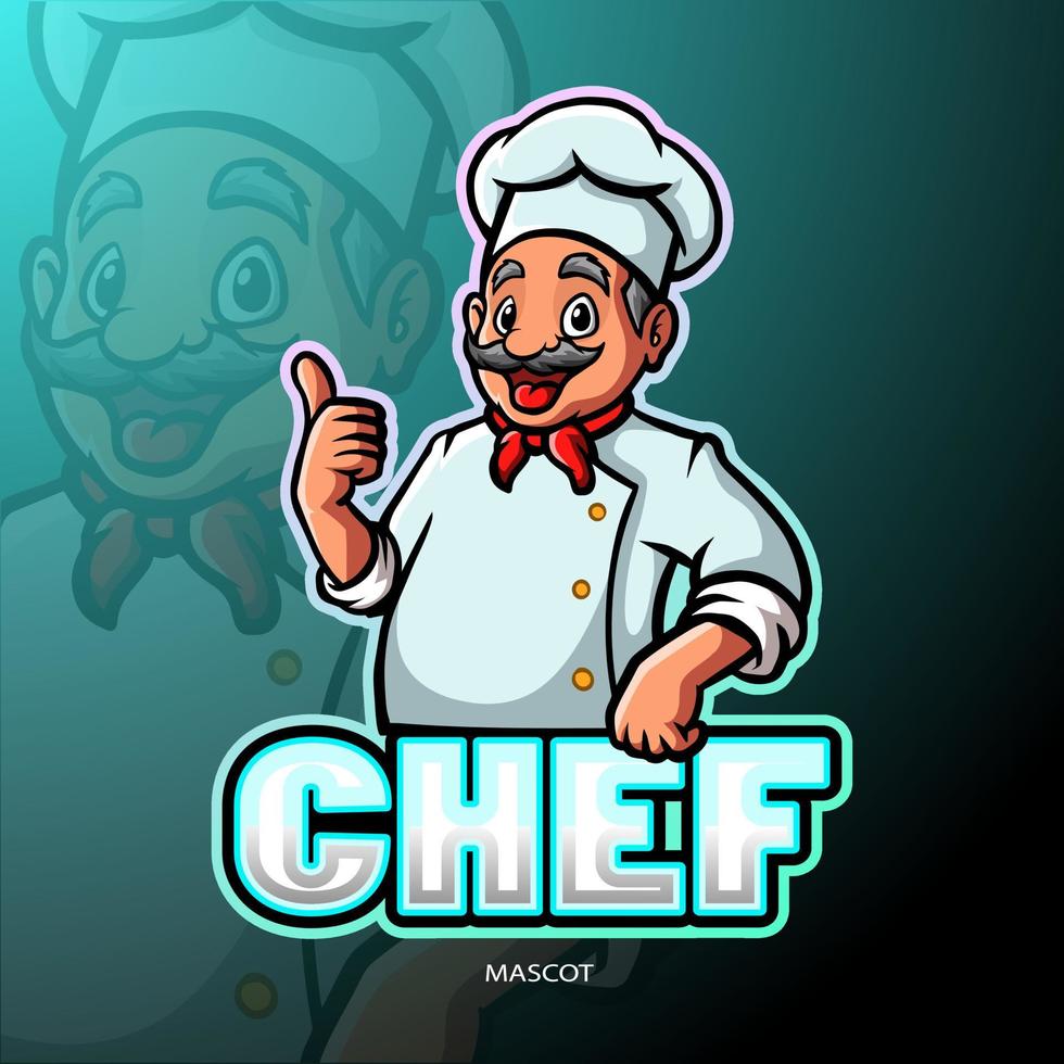 diseño de logotipo de mascota de esport de chef vector