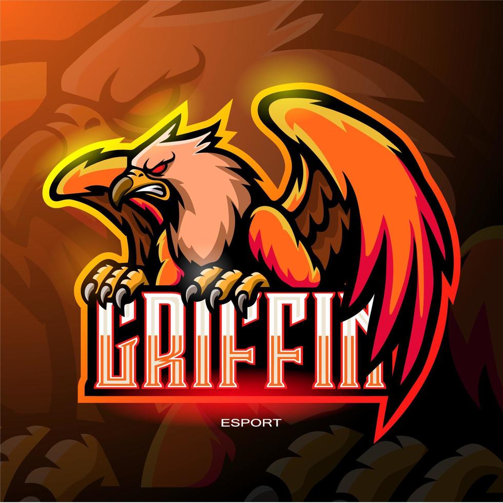 Griffin mascot. esport logo design vector