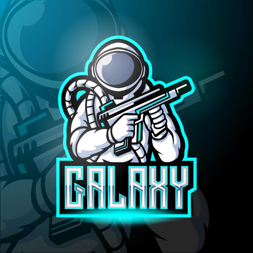 diseño de mascota con el logo de esport de astronauta galáctico. vector