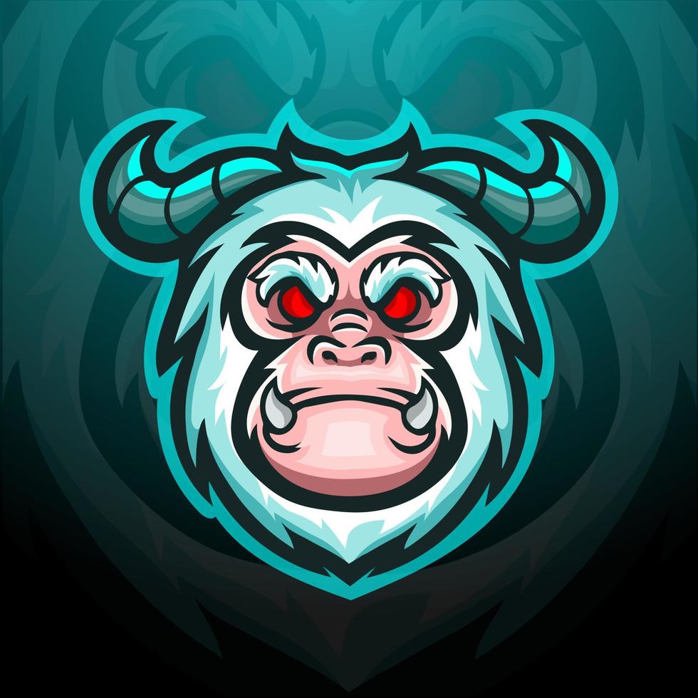 diseño del logotipo de esport de la mascota de la cabeza de yeti vector