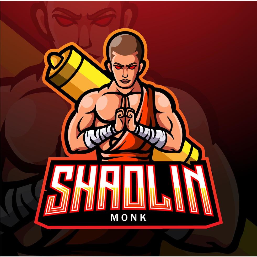 Shaolin esport logo mascot design vector