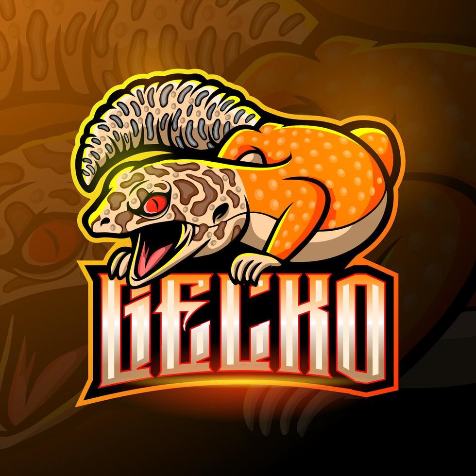 diseño de logotipo de esport de mascota de gecko leopardo vector