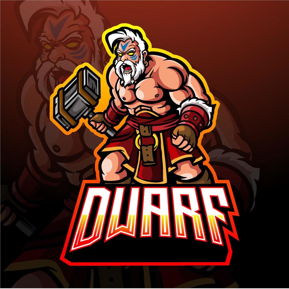 dwarf esport logo mascot design vector