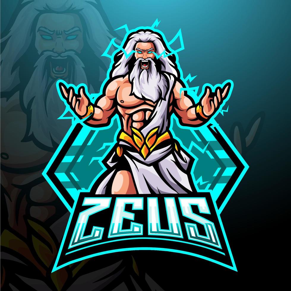 diseño de la mascota del logotipo de zeus esport vector