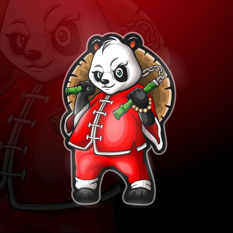 Chinese panda mascot logo for electronic sport gaming logo. vector