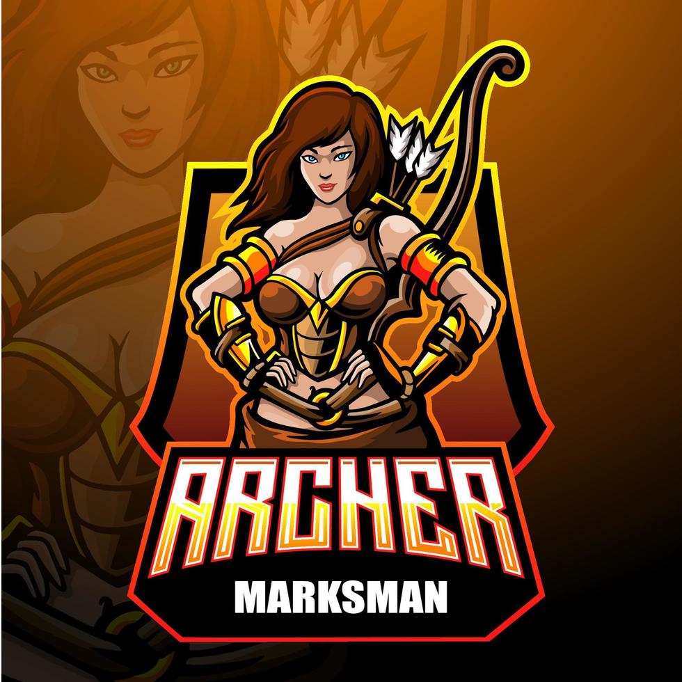 Archer esport logo mascot design. vector