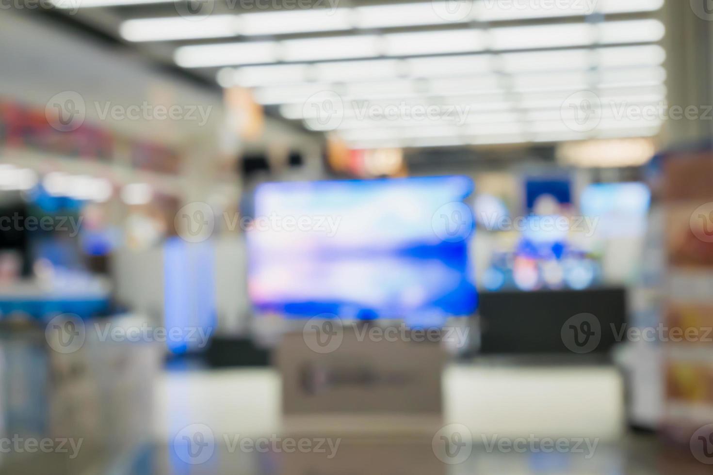 eletronic shop department store with bokeh blurred background photo