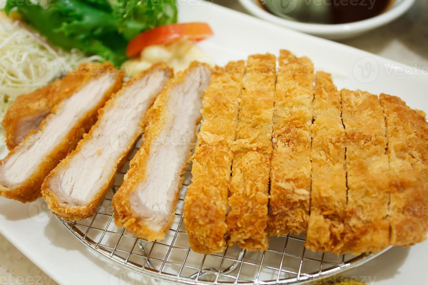 breaded pork cutlet, japanese food style tonkatsu photo