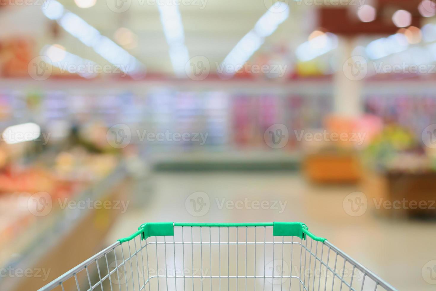 shopping in supermarket with shopping cart photo