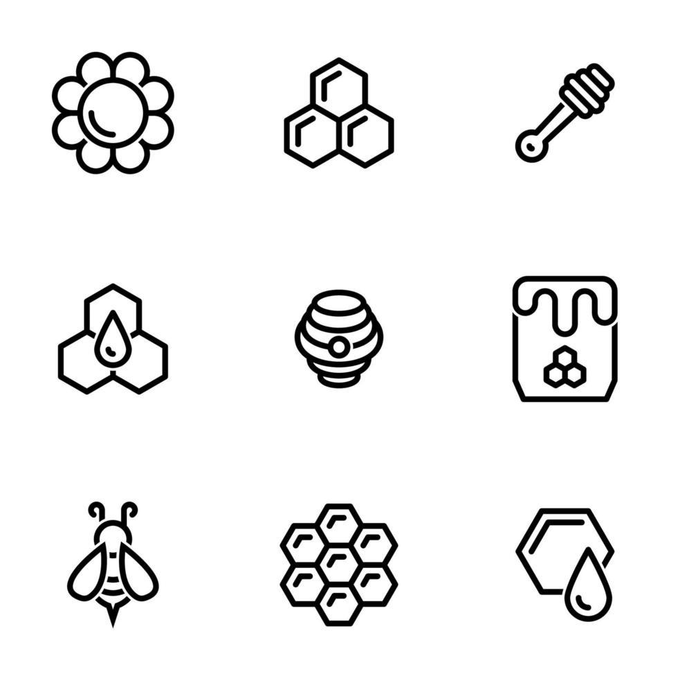 Set of simple icons on a theme Bee, honey, sweet, vector, set. White background vector