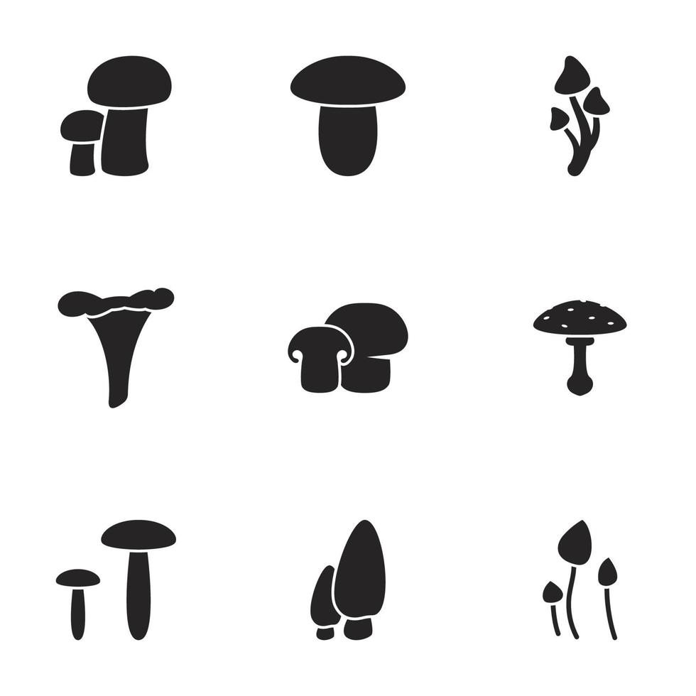 Icons for theme Mushroom. White background vector