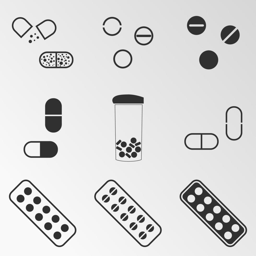 Vector illustration on the theme drugs, pills