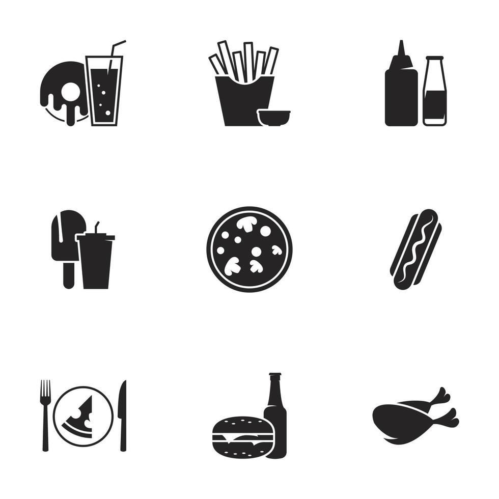 Icons for theme fast food. White background vector