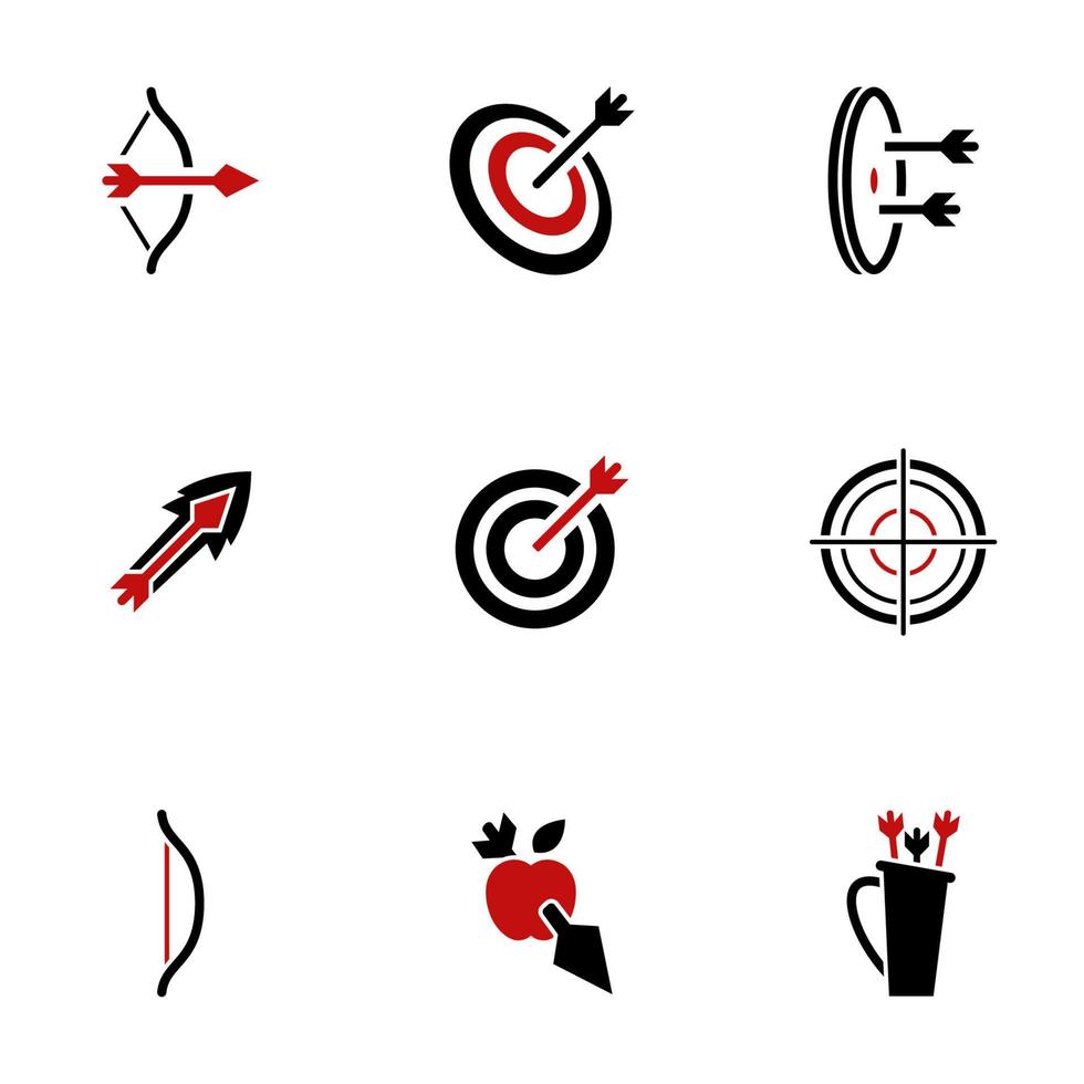 Icons for theme archery , vector, icon, set. White background vector
